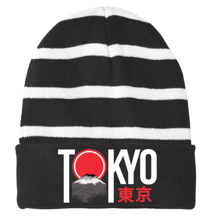 Tokyo Japan Striped Beanie with Solid Band