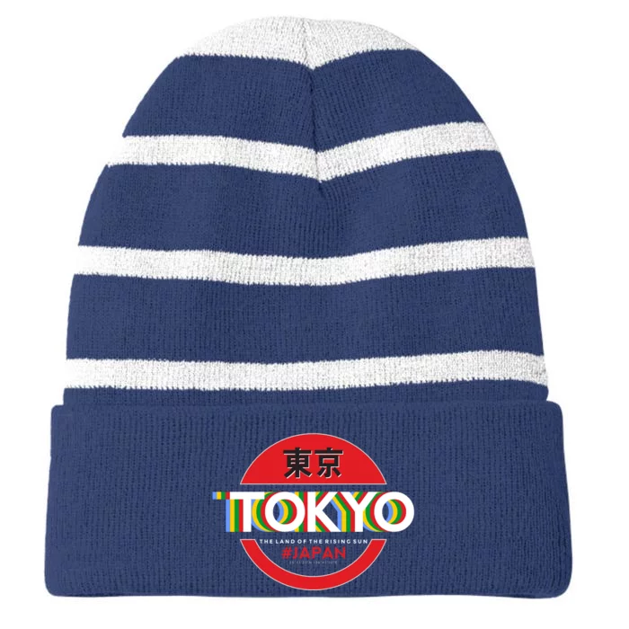 Tokyo Japan Land of the Rising Sun Striped Beanie with Solid Band