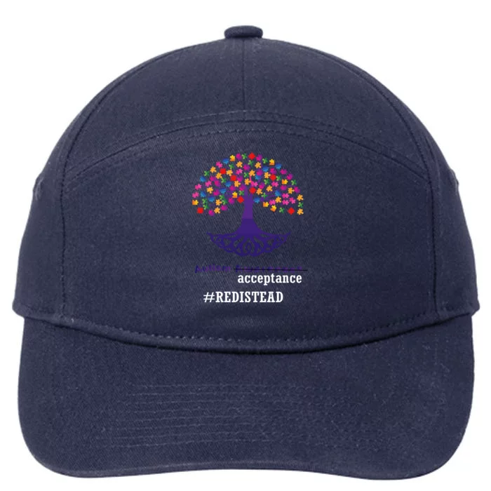 Tree Of Life Autism Awareness Wear Red Instead Acceptance Gift 7-Panel Snapback Hat