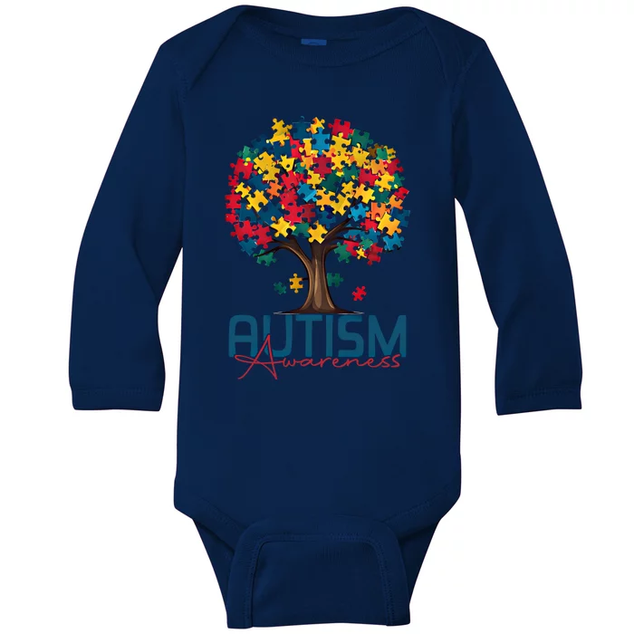 Tree Of Life Autism Awareness Month Funny Asd Supporter Gift Baby Long Sleeve Bodysuit