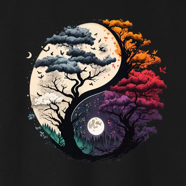 Tree of Life Yin Yang Women's Crop Top Tee