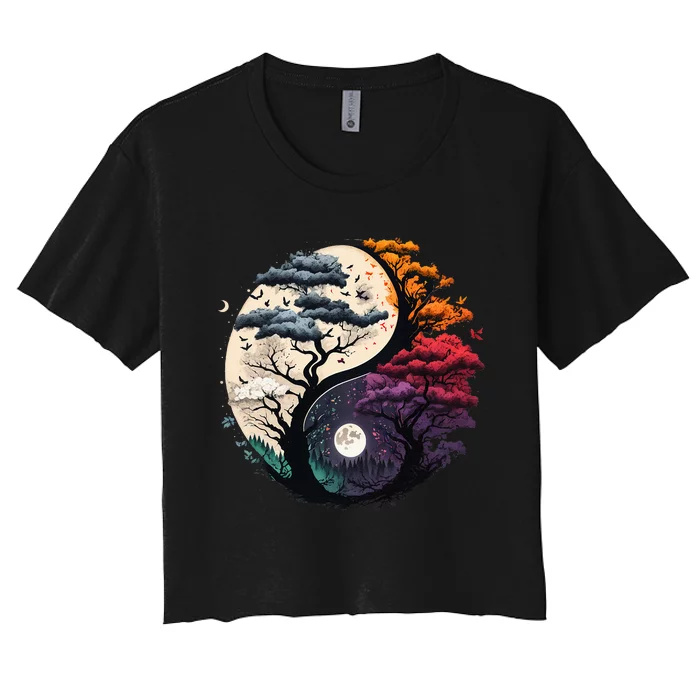 Tree of Life Yin Yang Women's Crop Top Tee