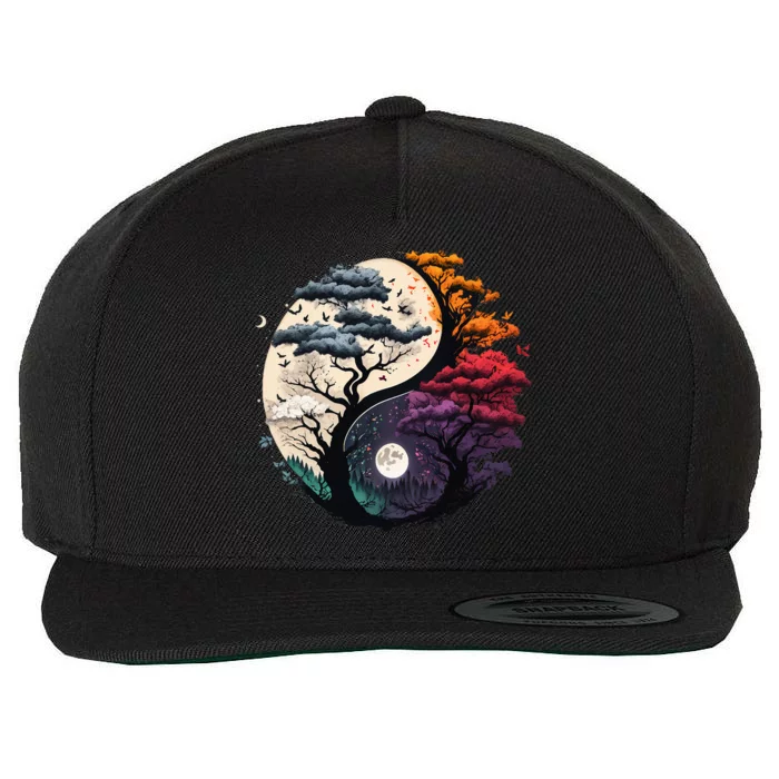 Tree of Life Yin Yang Wool Snapback Cap