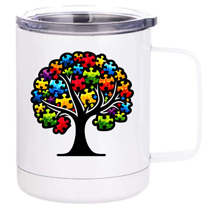 Tree Of Life Autism Awareness Month Funny Asd Supporter Gift Front & Back 12oz Stainless Steel Tumbler Cup