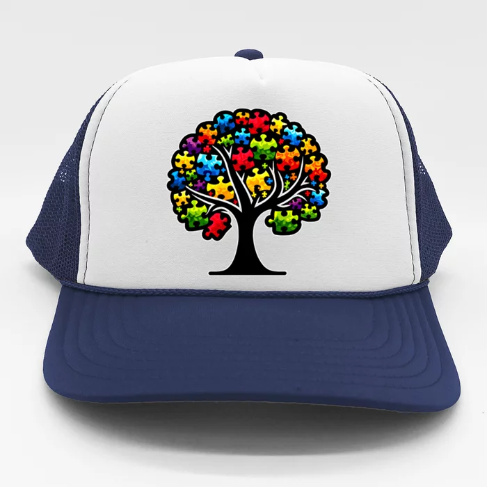 Tree Of Life Autism Awareness Month Funny Asd Supporter Gift Trucker Hat