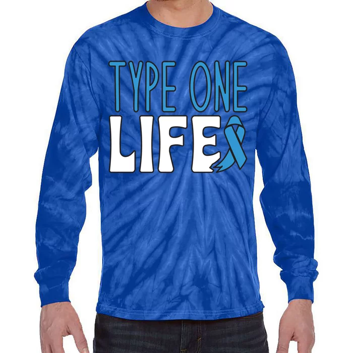 Type One Life Support Ribbon Diabetes Awareness Meaningful Gift Tie-Dye Long Sleeve Shirt