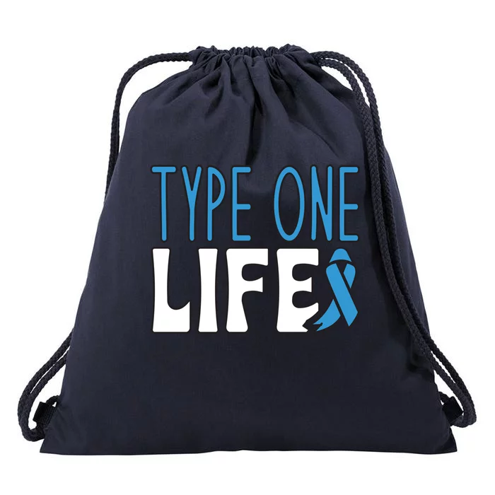 Type One Life Support Ribbon Diabetes Awareness Meaningful Gift Drawstring Bag