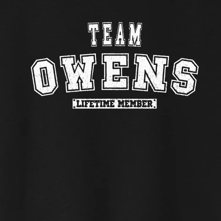 Team OWENS Lifetime Member Family Last Name Women's Crop Top Tee