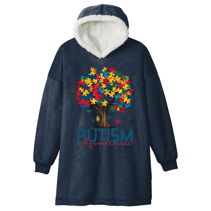 Tree Of Life Autism Awareness Month Funny Asd Supporter Gift Hooded Wearable Blanket