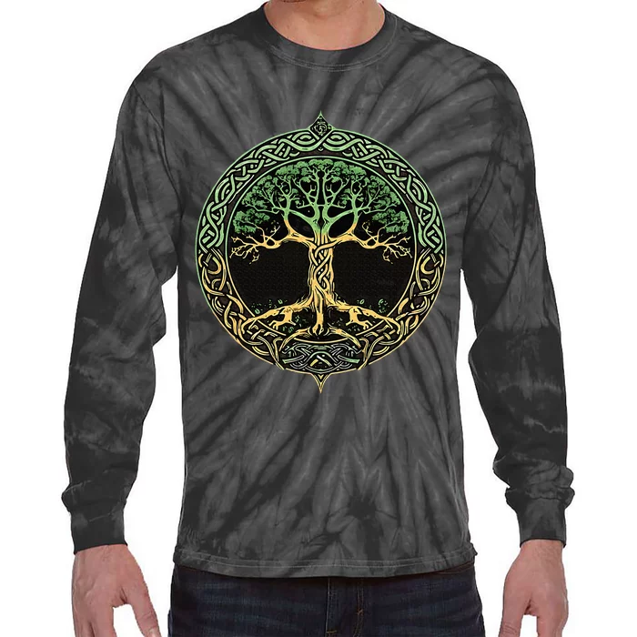 Tree Of Life Yggdrasil Tie-Dye Long Sleeve Shirt