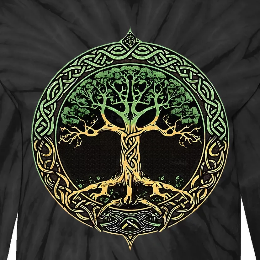 Tree Of Life Yggdrasil Tie-Dye Long Sleeve Shirt