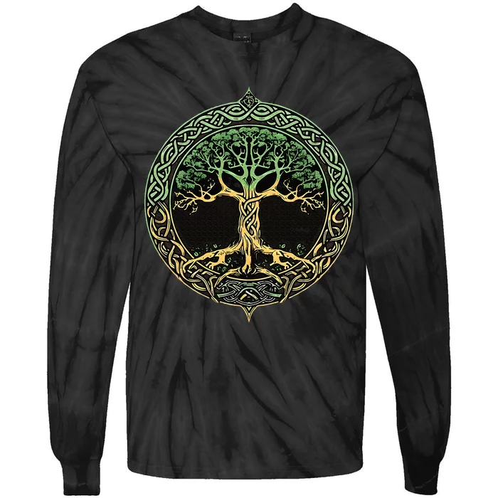 Tree Of Life Yggdrasil Tie-Dye Long Sleeve Shirt