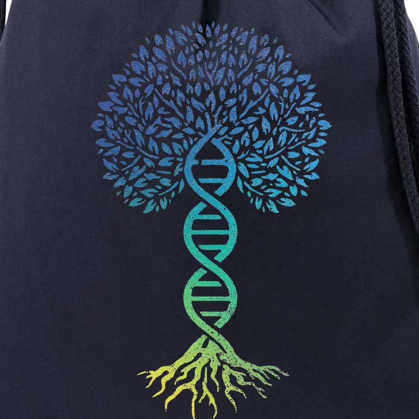 Tree Of Life DNA Science Genetics Earth Day Genealogy Blue Drawstring Bag