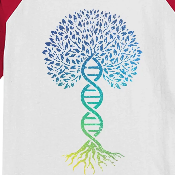 Tree Of Life DNA Science Genetics Earth Day Genealogy Blue Kids Colorblock Raglan Jersey