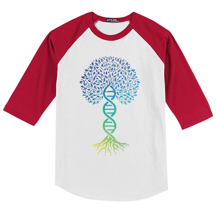 Tree Of Life DNA Science Genetics Earth Day Genealogy Blue Kids Colorblock Raglan Jersey