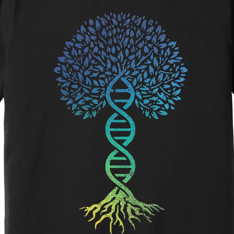 Tree Of Life DNA Science Genetics Earth Day Genealogy Blue Premium T-Shirt