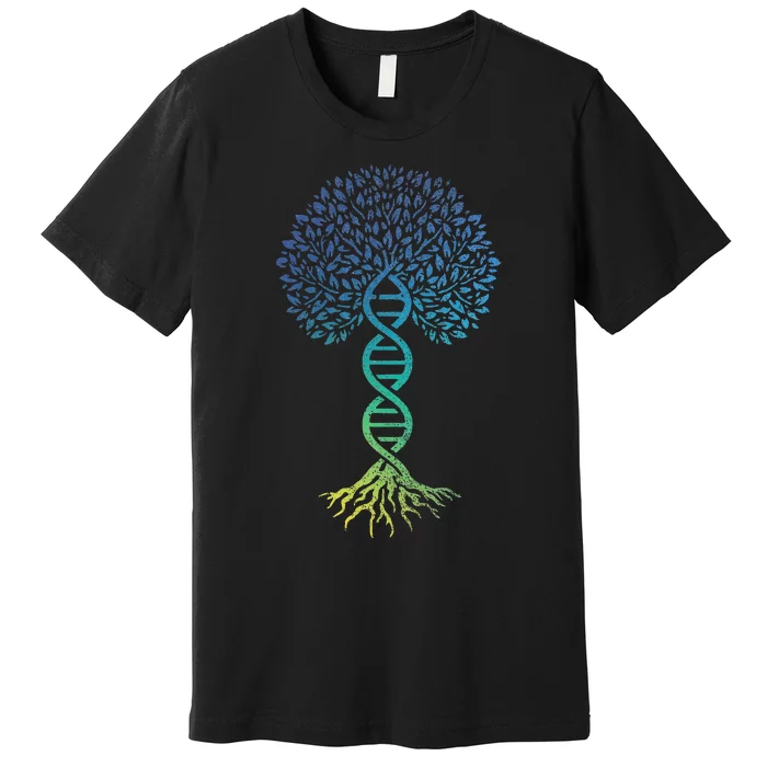 Tree Of Life DNA Science Genetics Earth Day Genealogy Blue Premium T-Shirt