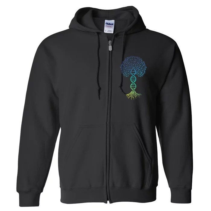 Tree Of Life DNA Science Genetics Earth Day Genealogy Blue Full Zip Hoodie