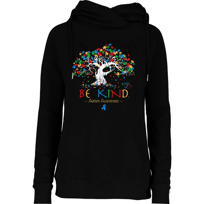 Tree Of Life Autism Awareness Month Puzzle ASD Supporter Womens Funnel Neck Pullover Hood