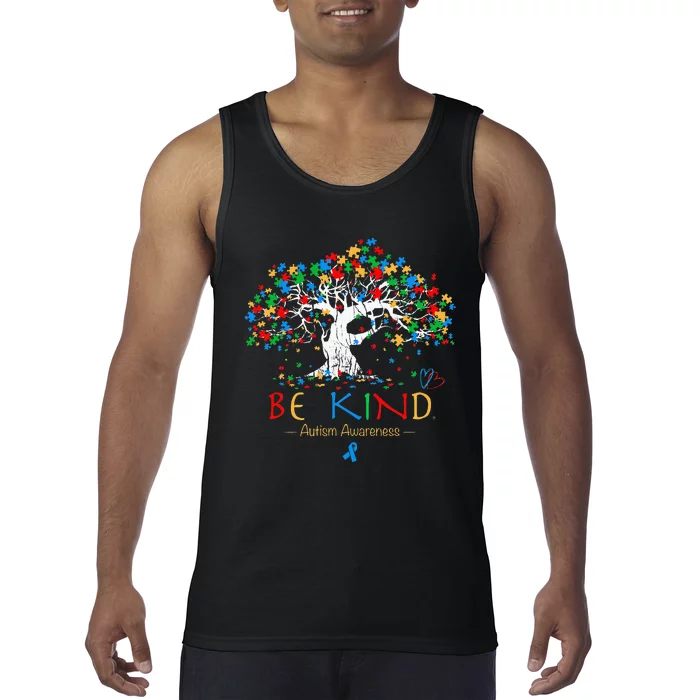 Tree Of Life Autism Awareness Month Puzzle ASD Supporter Tank Top