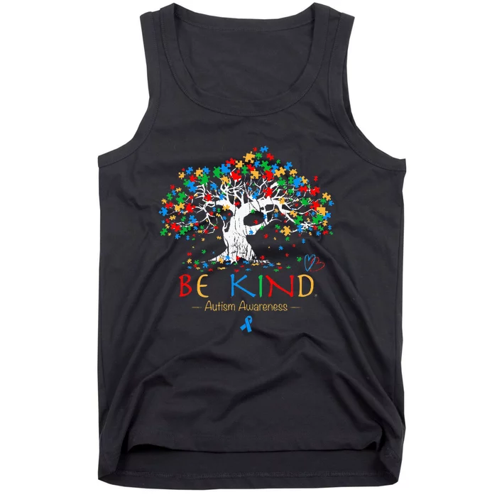 Tree Of Life Autism Awareness Month Puzzle ASD Supporter Tank Top