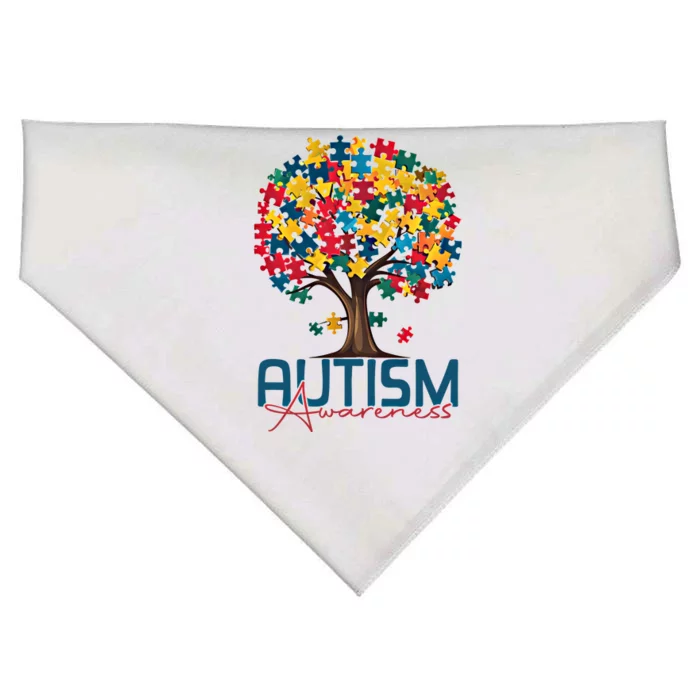 Tree Of Life Autism Awareness Month Funny Asd Supporter Gift USA-Made Doggie Bandana