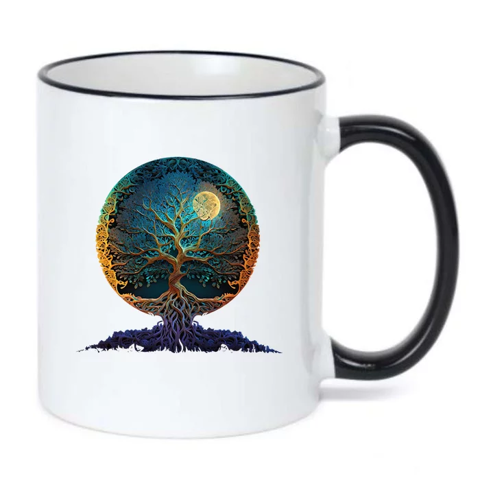 Tree Of Life Yoga Zen Namaste Meditation Black Color Changing Mug