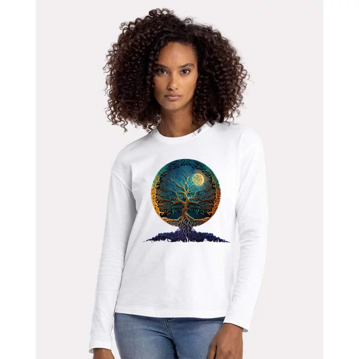 Tree Of Life Yoga Zen Namaste Meditation Womens Cotton Relaxed Long Sleeve T-Shirt