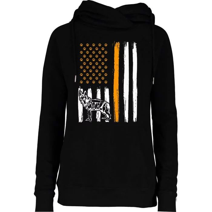 Thin Orange Line Dog Handler SAR K9 Search And Rescue Womens Funnel Neck Pullover Hood