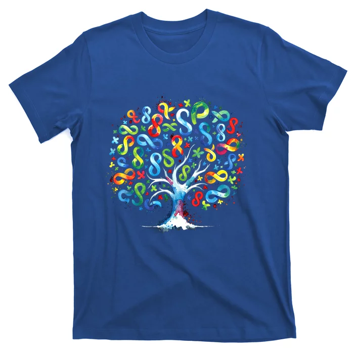 Tree Of Life Autism Awareness Day Autism Symbol Infinity Cool Gift T-Shirt