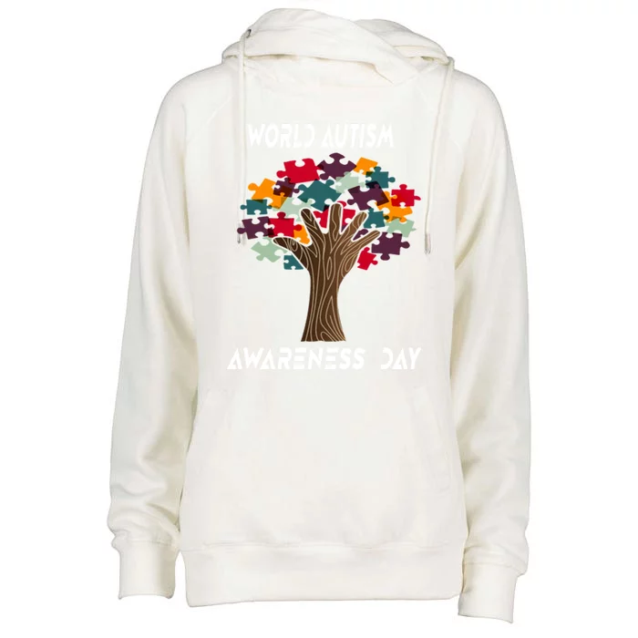 Tree Of Life Autism Awareness Month Funny Asd Supporter Gift Womens Funnel Neck Pullover Hood