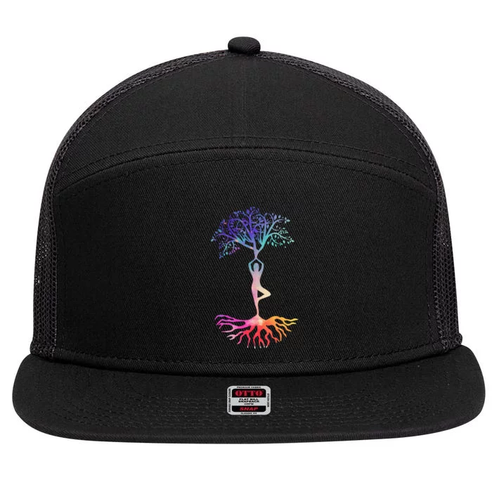 Tree Of Life With Colorful Yoga 7 Panel Mesh Trucker Snapback Hat