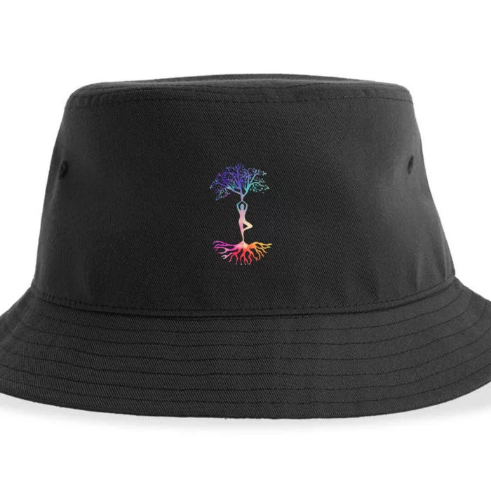 Tree Of Life With Colorful Yoga Sustainable Bucket Hat