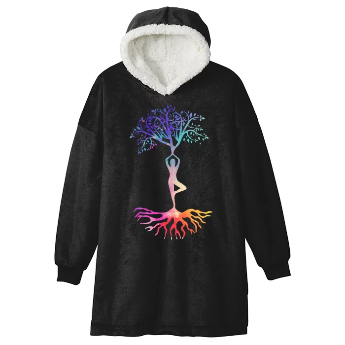 Tree Of Life With Colorful Yoga Hooded Wearable Blanket