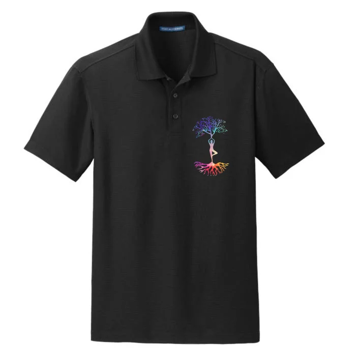 Tree Of Life With Colorful Yoga Dry Zone Grid Performance Polo