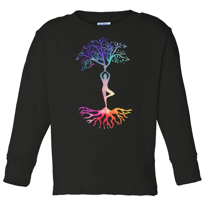 Tree Of Life With Colorful Yoga Toddler Long Sleeve Shirt