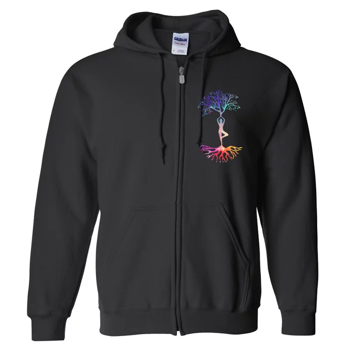 Tree Of Life With Colorful Yoga Full Zip Hoodie