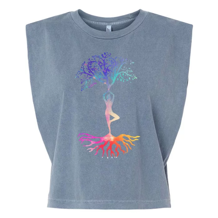 Tree Of Life With Colorful Yoga Garment-Dyed Women's Muscle Tee