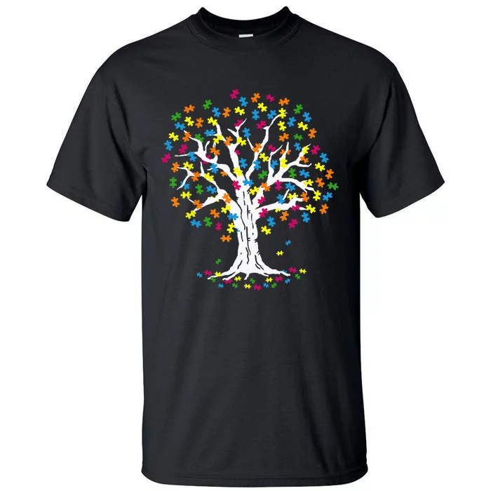 Tree Of Life Autism Awareness Month Funny ASD Supporter Tall T-Shirt