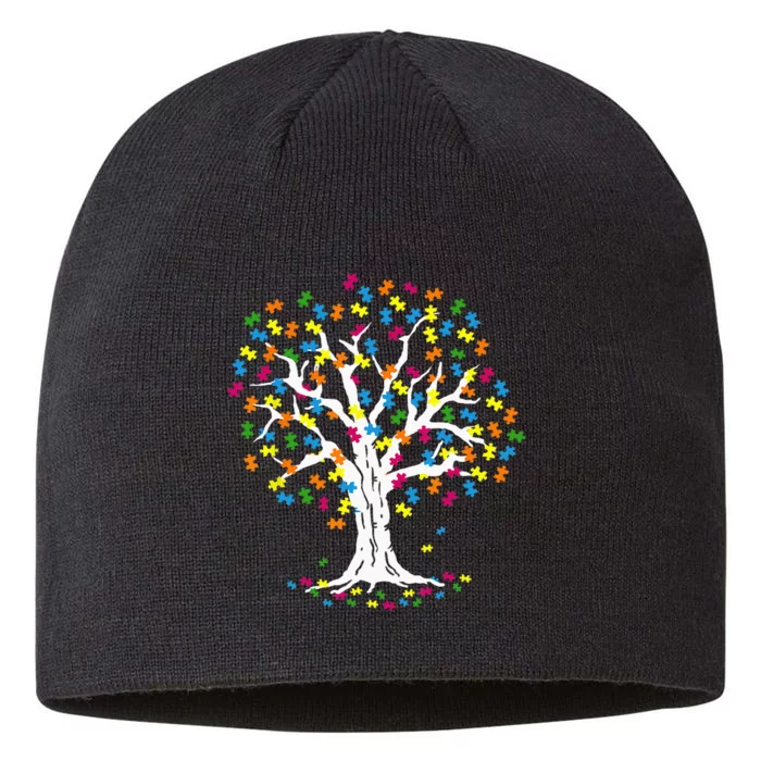 Tree Of Life Autism Awareness Month Funny ASD Supporter 8 1/2in Sustainable Knit Beanie