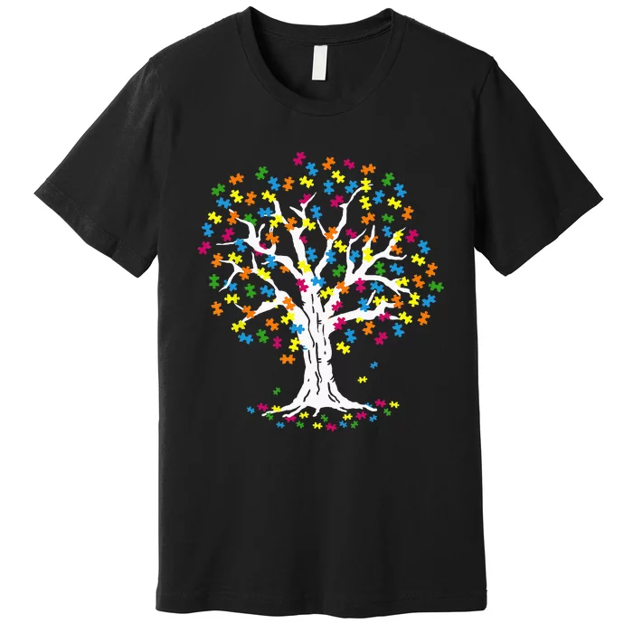 Tree Of Life Autism Awareness Month Funny ASD Supporter Premium T-Shirt