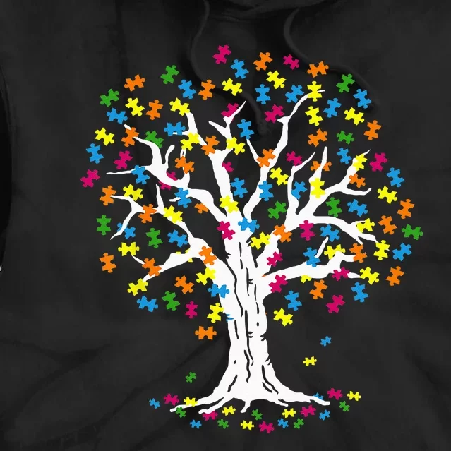 Tree Of Life Autism Awareness Month Funny ASD Supporter Tie Dye Hoodie