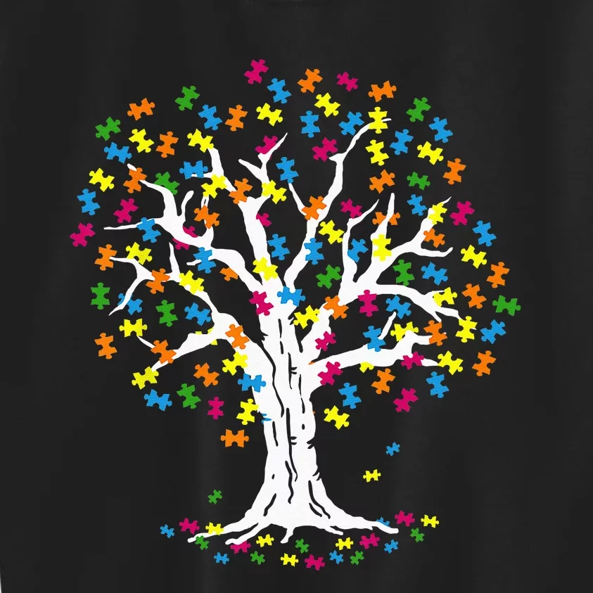 Tree Of Life Autism Awareness Month Funny ASD Supporter Kids Sweatshirt