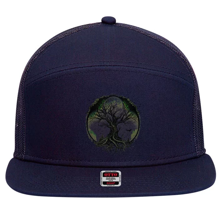 Tree Of Life Under The Moon Connection, Life, Magic, Mystery 7 Panel Mesh Trucker Snapback Hat