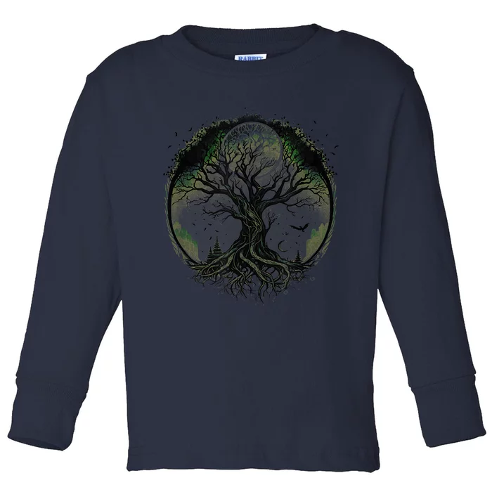 Tree Of Life Under The Moon Connection, Life, Magic, Mystery Toddler Long Sleeve Shirt