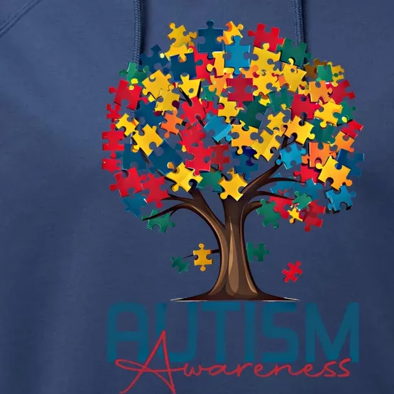 Tree Of Life Autism Awareness Month Funny Asd Supporter Gift Performance Fleece Hoodie