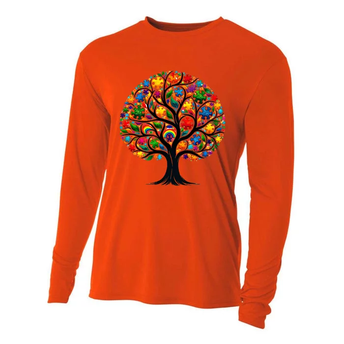 Tree Of Life Autism Awareness Month Funny Gift Cooling Performance Long Sleeve Crew