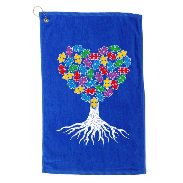 Tree Of Life Autism Awareness Puzzle Tree Funny Gift Platinum Collection Golf Towel