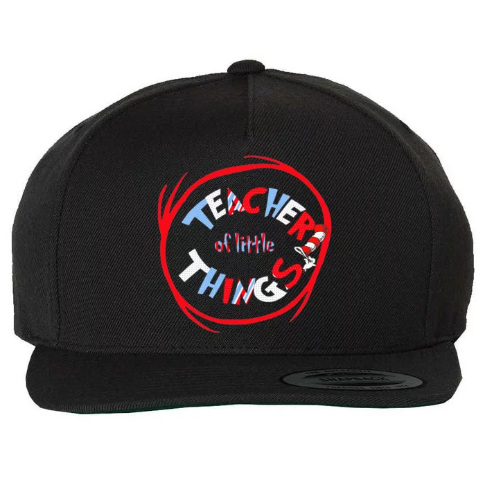 Teacher Of Little Things Gift For Teacher Cat In Hat Copy Wool Snapback Cap