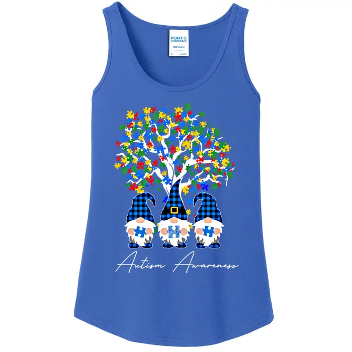 Tree Of Life Autism Gnomes Blue Plaid Autism Awareness Month Gift Ladies Essential Tank